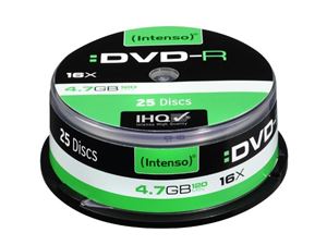 Afbeelding van Intenso DVD-R 4,7 GB 16x Speed - 25stk Cake Box