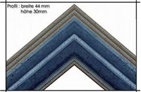 Afbeelding van Holzrahmen Prunkrahmen Rustika Blau - Profilbreite 44mm. Der Rahmen wird zur Selbstmontage* geliefert.