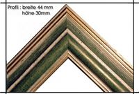 Afbeelding van Holzrahmen Prunkrahmen Rustika Grün Gold - Profilbreite 44mm. Der Rahmen wird zur Selbstmontage* geliefert.
