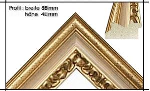 Afbeelding van Holzrahmen Prunkrahmen Leonardo Creme Gold - Der Rahmen wird zur Selbstmontage* geliefert