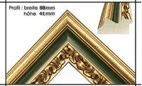 Afbeelding van Holzrahmen Prunkrahmen Leonardo Grün Gold - Der Rahmen wird zur Selbstmontage* geliefert. 
