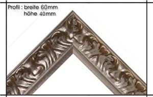 Afbeelding van Holzrahmen Prunkrahmen Florence Silber - Profilbreite 60mm. Der Rahmen wird zur Selbstmontage* geliefert.