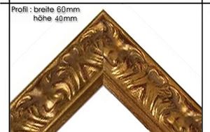 Afbeelding van Holzrahmen Prunkrahmen Florence Gold - Profilbreite 60mm. Der Rahmen wird zur Selbstmontage* geliefert.