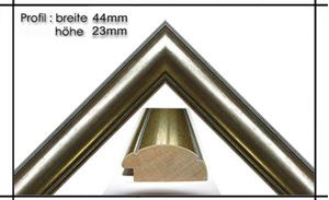 Image de Holzrahmen Prunkrahmen Elite Silber ( Gold krakeliert ) B: 44mm  H: 23mm  Der Rahmen wird zur Selbstmontage geliefert. 
