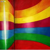 Εικόνα της Modern Abstract - The Rainbow Wave m78058 120x120cm abstraktes Ölgemälde handgemalt 