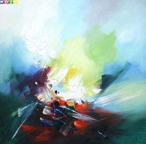Εικόνα της Modern Abstrakt - lights in the mountains x80260 100x100cm Top Ölgemälde Modern Art Handgemalt Zeitgenössisch Ölbild
