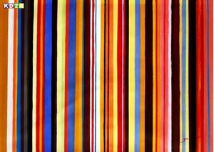 Imagen de Abstract colourful symmetrical stripes i81400 80x110cm modernes Ölbild handgemalt