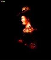 Εικόνα της Rembrandt - Saskia in vornehmer Kleidung c81944 50x60cm meisterhaftes Ölbild Museumsqualität