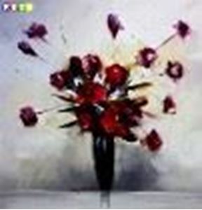 Bild von Abstrakt - Buntes Blumenvasen Stillleben h82185 90x90cm abstraktes Ölgemälde