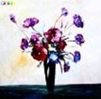 Εικόνα της Modern Abstrakt - Vase mit violetten Blumen x82103 100x100cm Ölbild handgemalt