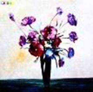 Εικόνα της Modern Abstrakt - Vase mit violetten Blumen x82103 100x100cm Ölbild handgemalt