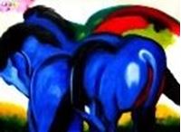 Afbeelding van Franz Marc - Große blaue Pferde i82860 G 80x110cm exzellentes Ölgemälde