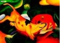 Afbeelding van Franz Marc - Kühe gelb, rot, grün a82995 30x40cm handgemaltes Ölgemälde