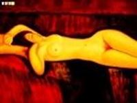 Изображение Amedeo Modigliani - Akt mit gelben Kissen a83011 30x40cm Ölbild handgemalt