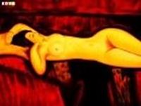 Bild von Amedeo Modigliani - Akt mit gelben Kissen a83012 30x40cm Ölbild handgemalt