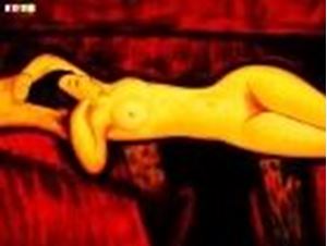 Afbeelding van Amedeo Modigliani - Akt mit gelben Kissen a83012 30x40cm Ölbild handgemalt