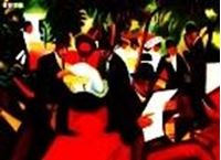 Image de August Macke - Gartenrestaurant i83374 80x110cm stilvolles Gemälde handgemalt