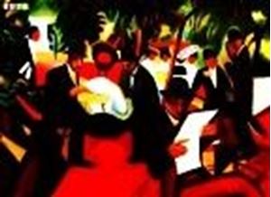 Изображение August Macke - Gartenrestaurant i83374 80x110cm stilvolles Gemälde handgemalt