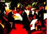 Afbeelding van August Macke - Gartenrestaurant i83375 80x110cm stilvolles Gemälde handgemalt