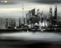 Εικόνα της Modern Art Skyline Shanghai im Mondschein c84705 50x60cm abstraktes Ölgemälde