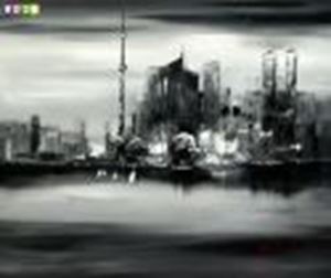 Εικόνα της Modern Art Skyline Shanghai im Mondschein c84706 50x60cm abstraktes Ölgemälde