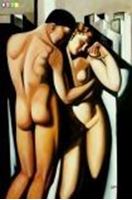 Afbeelding van Homage of T. de Lempicka - Adam und Eva d84805 60x90cm exquisites Ölgemälde