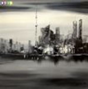 Εικόνα της Modern Art Skyline Shanghai im Mondschein g84848 80x80cm abstraktes Ölgemälde
