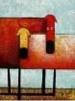 Εικόνα της Pop Art - Das lustige bunte Hundeduo a85070  30x40cm exquisites Ölbild