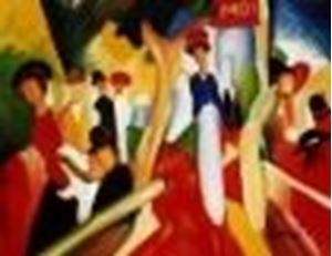 Afbeelding van August Macke - Hutladen an der Promenade a85127  30x40cm Expressionismus Ölgemälde handgemalt