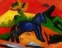 Afbeelding van Franz Marc - Blaues Pferdchen a85158  30x40cm Expressionismus Ölgemälde