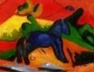 Εικόνα της Franz Marc - Blaues Pferdchen a85158  30x40cm Expressionismus Ölgemälde