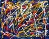 Afbeelding van Homage of Pollock - Blaue Lagune b85257  40x50cm abstraktes Ölbild