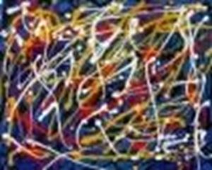 Afbeelding van Homage of Pollock - Blaue Lagune b85257  40x50cm abstraktes Ölbild