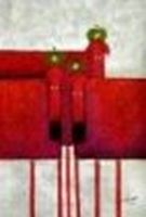 Immagine di Pop Art - Das lustige rote Hundetrio d85495  60x90cm exquisites Ölbild