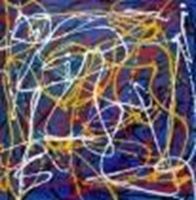 Afbeelding van Homage of Pollock - Blaue Lagune g85560  80x80cm abstraktes Ölbild