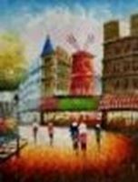 Afbeelding van Modern Art Spaziergang am Moulin Rouge Paris b85911 40x50cm Ölbild handgemalt