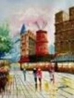 Picture of Modern Art Spaziergang am Moulin Rouge Paris b85921 40x50cm Ölbild handgemalt