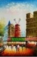 Afbeelding van Modern Art Spaziergang am Moulin Rouge Paris d86011 60x90cm Ölbild handgemalt