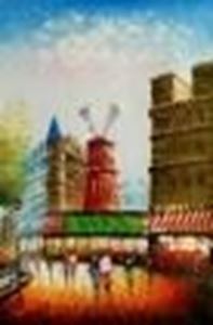 Εικόνα της Modern Art Spaziergang am Moulin Rouge Paris d86011 60x90cm Ölbild handgemalt