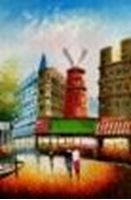 Afbeelding van Modern Art Spaziergang am Moulin Rouge Paris d86012 60x90cm Ölbild handgemalt