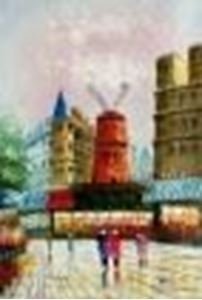 Εικόνα της Modern Art Spaziergang am Moulin Rouge Paris d86016 60x90cm Ölbild handgemalt