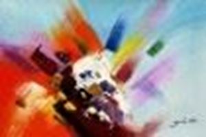 Bild von Abstract - clash of colors d86023 60x90cm abstraktes Ölgemälde