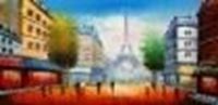 Εικόνα της Modern Art - Paris Spaziergang im Sommer f86085 60x120cm Ölbild handgemalt
