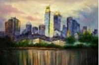 Εικόνα της Modern Art Skyline Frankfurt am Main d86563 60x90cm exquisites Ölgemälde