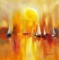 Εικόνα της Segelboote auf dem Gardasee g86666 80x80cm modernes Gemälde handgemalt