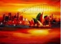 Εικόνα της Modern Art - Sydney Opera evening i86711 80x110cm Modern Art Ölgemälde handgemalt