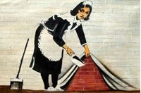 Afbeelding van Homage to Banksy - Sweeping Under Wall p86796 120x180cm exquisites Ölbild Museumsqualität