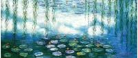 Resim Claude Monet - Seerosen & Weiden Spezialausführung mintgrün t86781 75x180cm Ölbild handgemalt