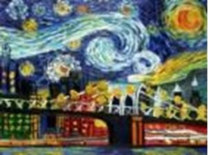 Picture of Vincent van Gogh - Homage New Yorker Sternennacht a86867 30x40cm Ölgemälde handgemalt