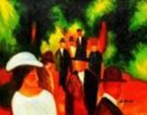 Picture of August Macke - Promenade mit weißem Mädchen In Halbfigur b86892 40x50cm Ölbild handgemalt